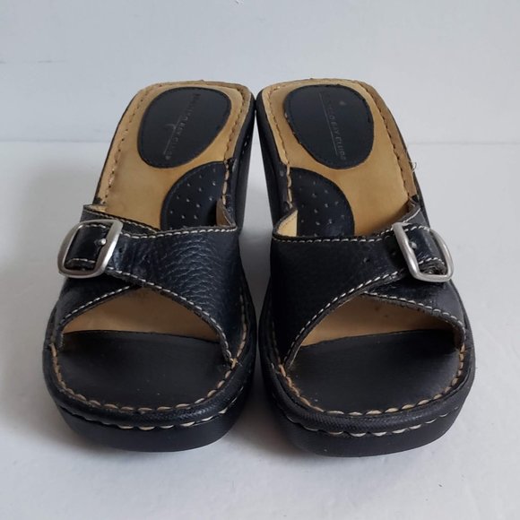 MONTEGO BAY CLUB 5.5 - 6 Wedge Sandals Adjustable Black - Picture 9 of 11